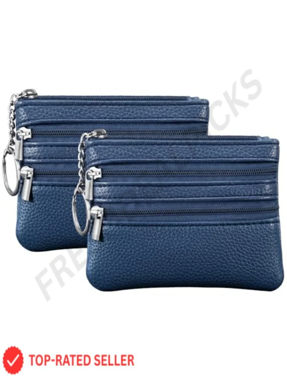 2 Pack Coin Purse Pouch Change Card Holder Wallet with Keychain for Women and